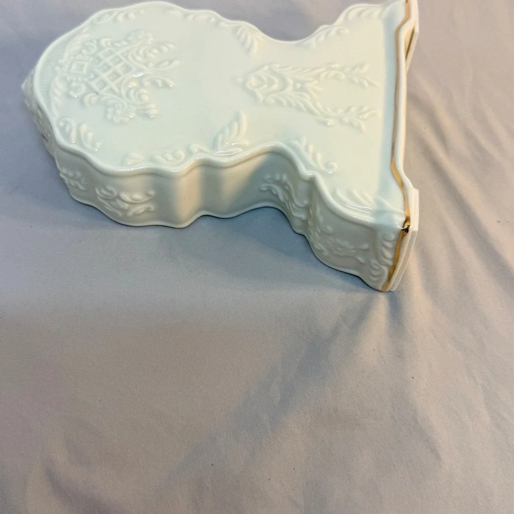 Formalities by Baum Bros Porcelain Mantel Clock Cream Gold Trim Roman Numerals